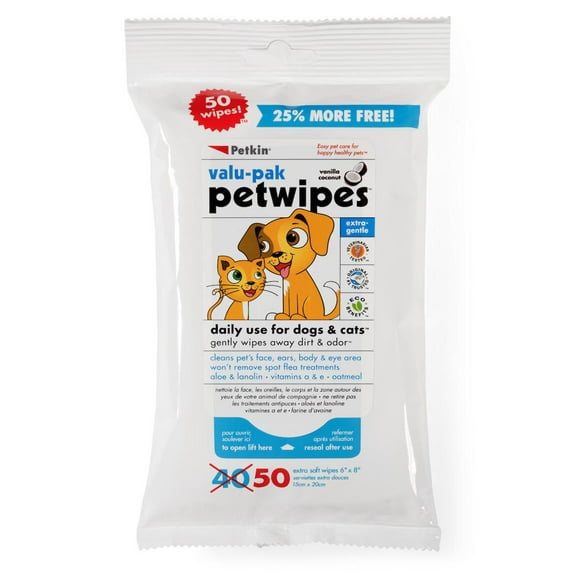 Petkin Valu-Pak Vanilla Coconut Petwipes